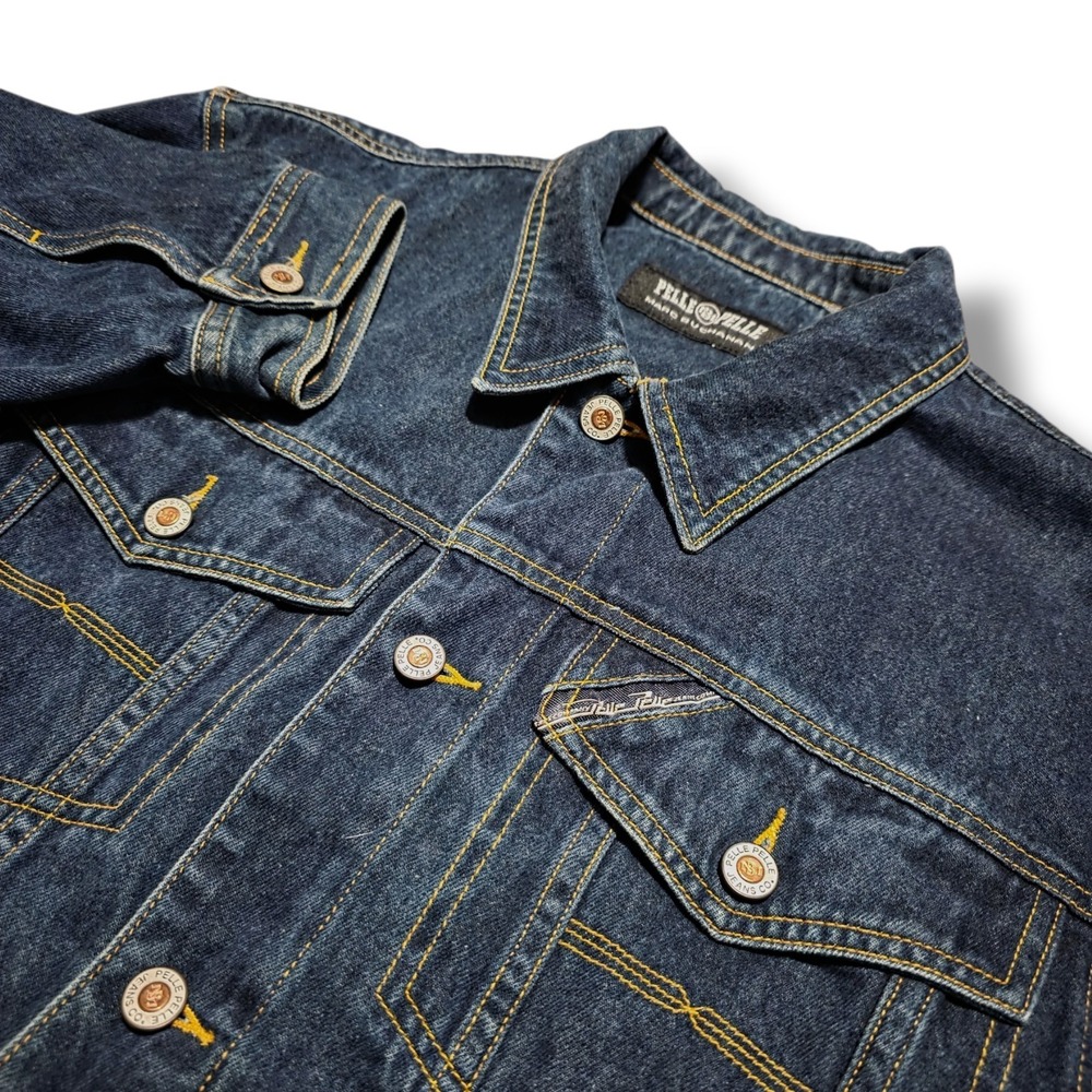 Vintage Pelle Pelle Blue Denim Jacket Buttons Youth Large‎ 16 / 18 *Rare Sample*